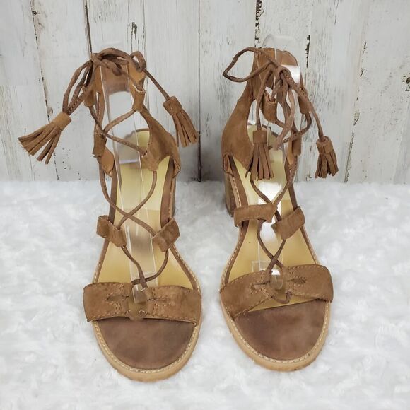 Dolce Vita Lace Block Heel Sandals Brown Size 8.5 - Picture 11 of 11